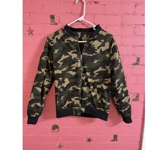 🔥 Green💚🤎💚 Camouflage Bomber Jacket Full Zip Lightweight Camo Coat Medium‎